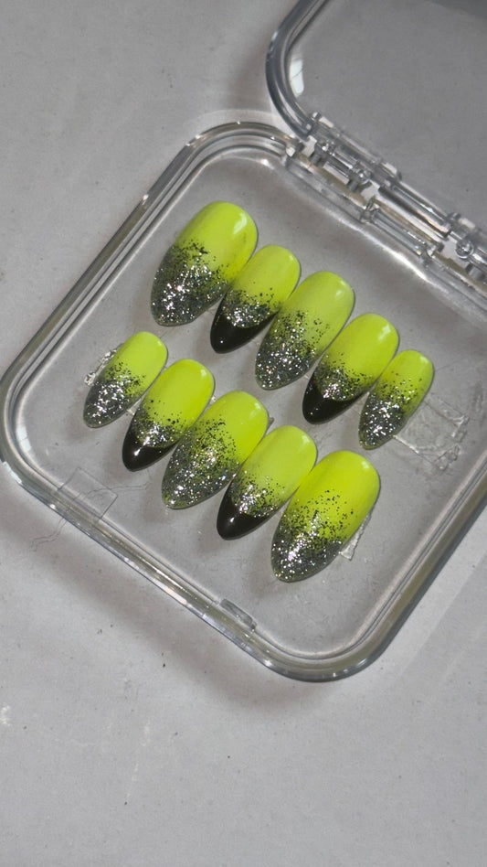 Glow Tips Neon French Glitter
